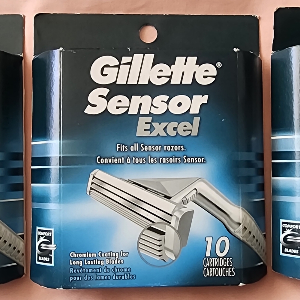 Gillette Sensor Excel Chromium Coating Long Last Catridges (3 Pack) 30 Cartidges